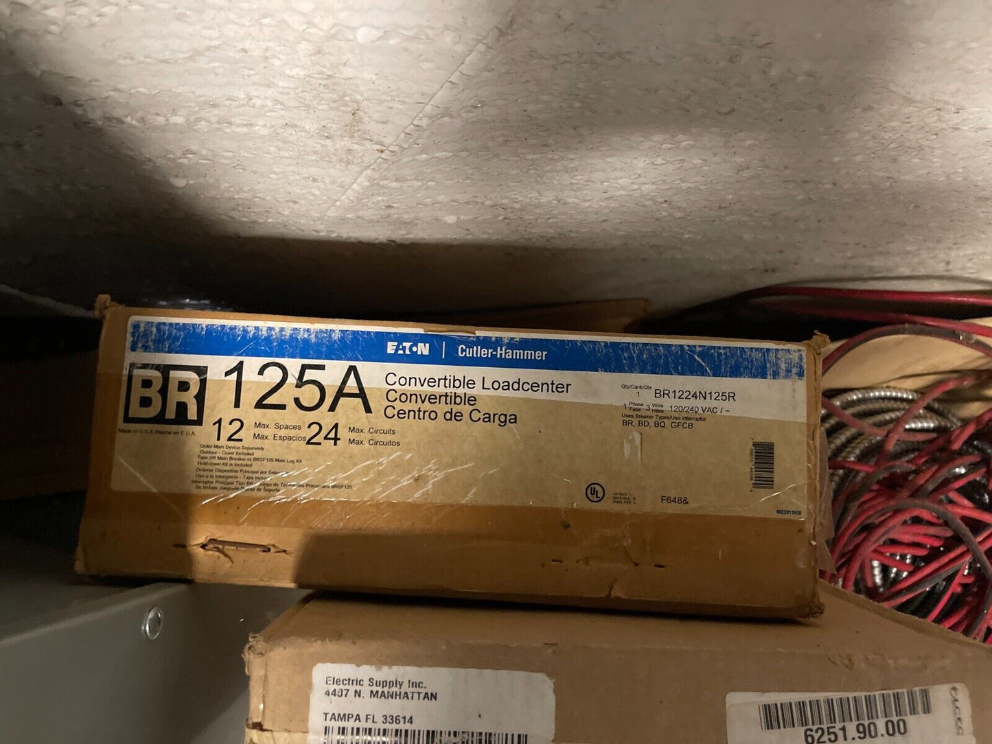 Cutler-Hammer BR1224N125R loadcenter 125A 24 Circuit 12 Spaces 3-wire 1-ph