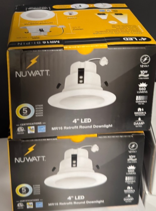 NuWatt 4" LED MR16 Retrofit Round Downlight 12V 10W 660 Lumens Dimmable DampRate