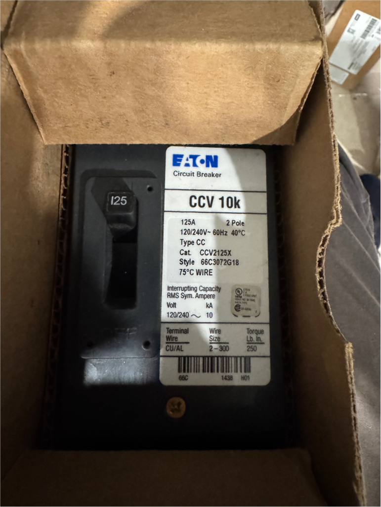 Eaton CCV2125X 2 Pole 125A Main Circuit Breaker Np Lugs
