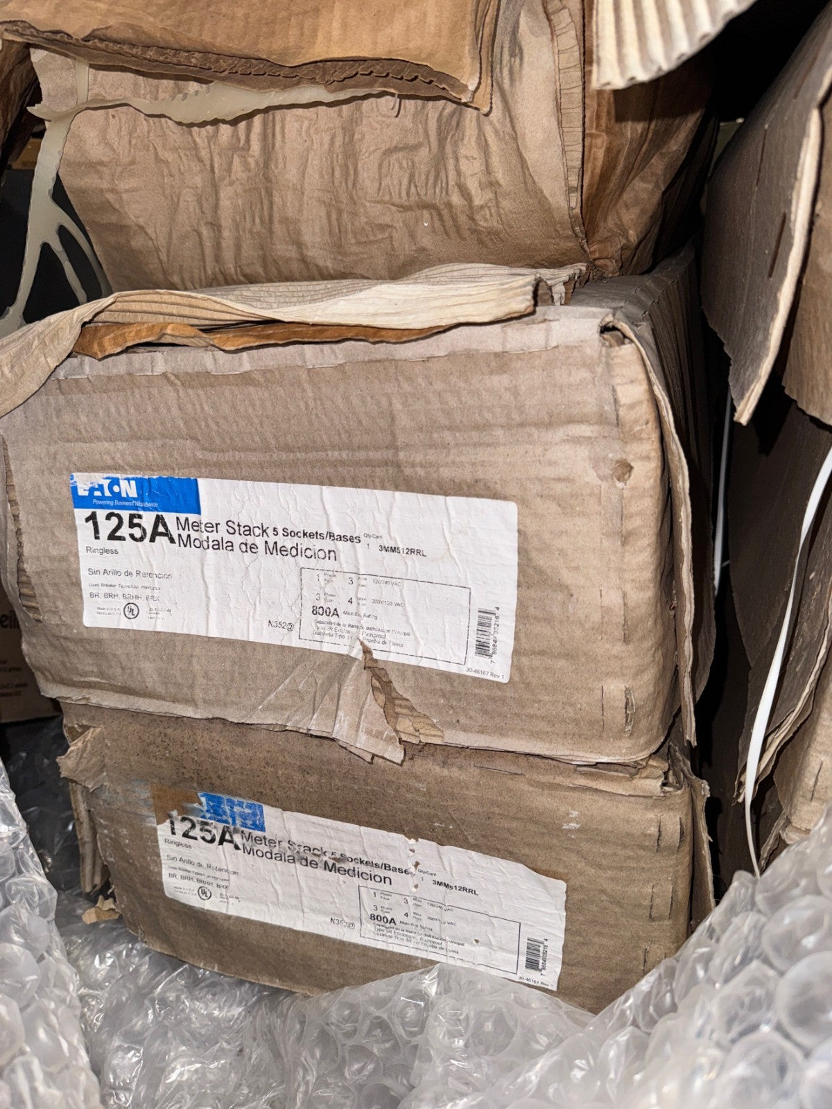 Eaton 3MM512RRL 125 Amp 3-Phase 4-Wire 5-Socket Aluminum Ringless Meter Stack