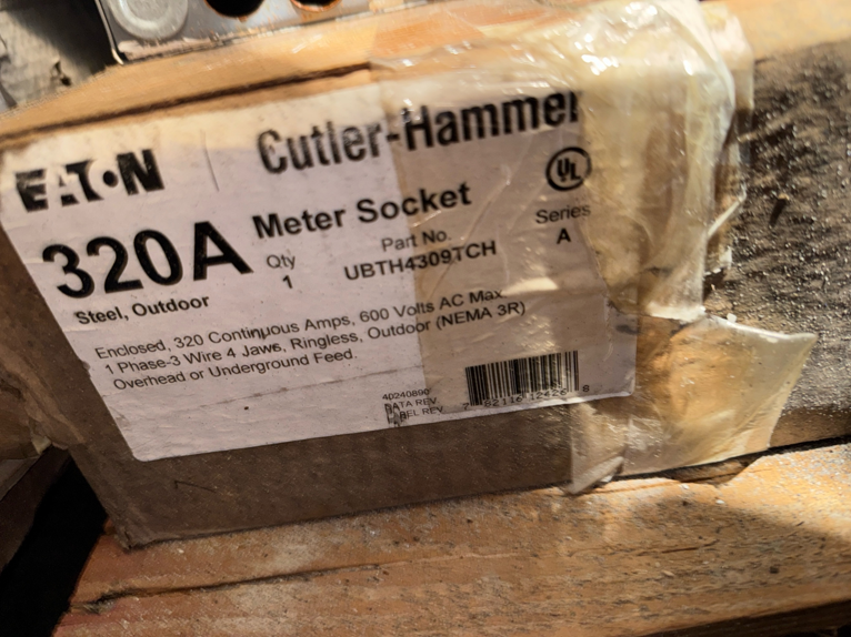 Cutler-Hammer Eaton UBTH4309TCH Meter Socket 320A over/under 4-jaw 1-ph 600VAC