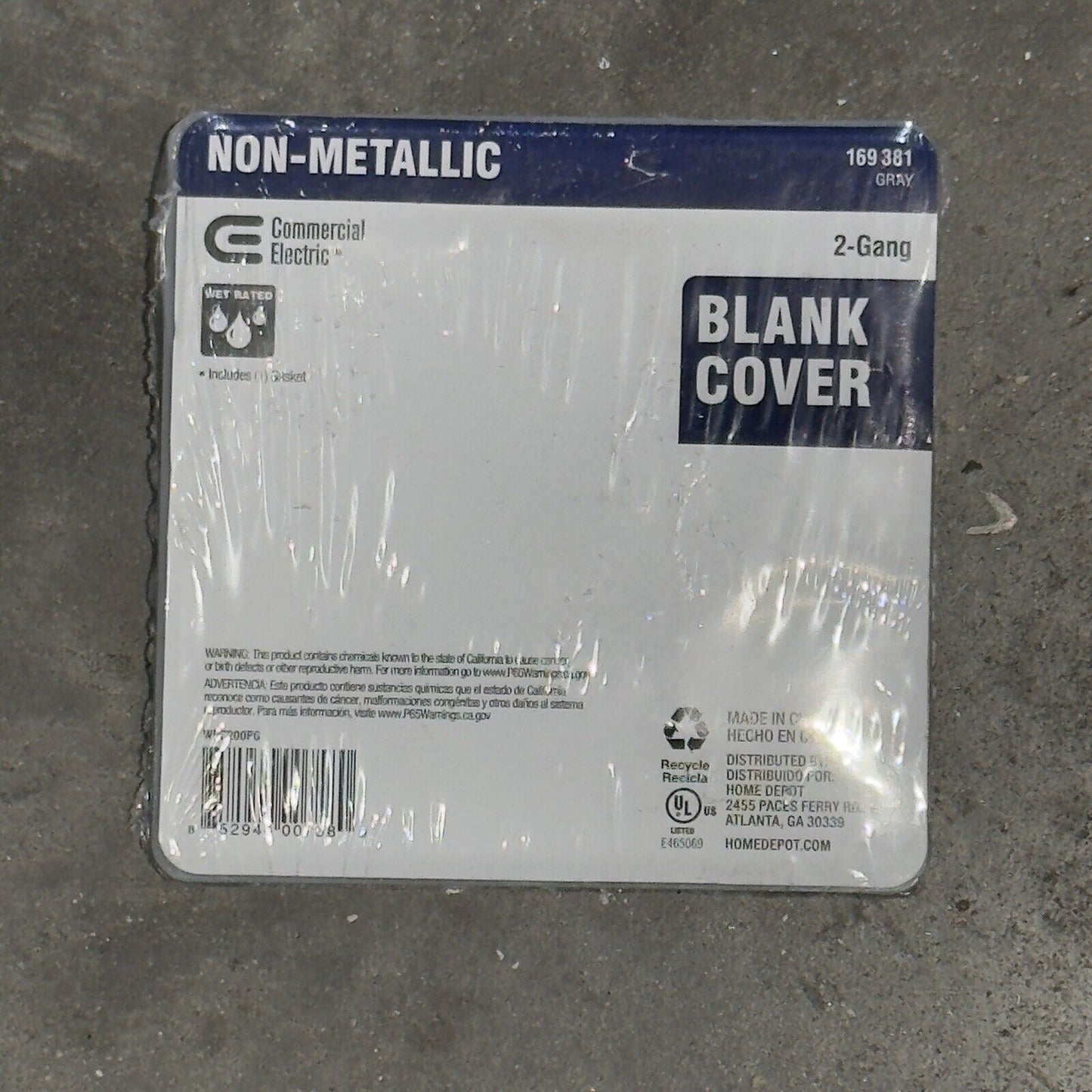 Commercial Electric 169 381 Non-Metallic Gray 2-Gang Blank Cover Wet Rated