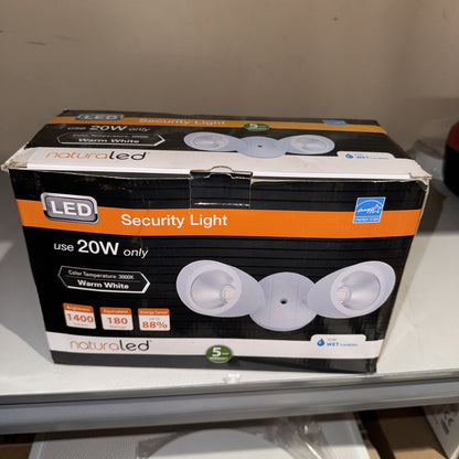 NaturaLED 20W LED Security Light Motion Activated 3000K 1400lm Wet Location
