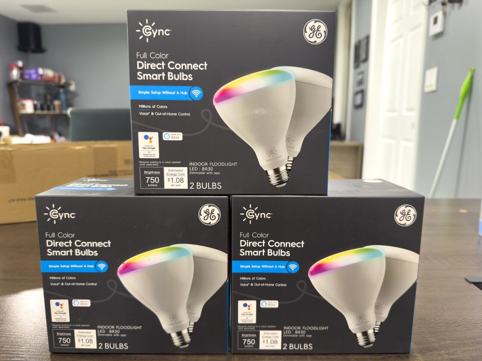 GE CYNC Full Color Direct Connect Smart Bulbs 2ct Indoor Floodlight LED BR30