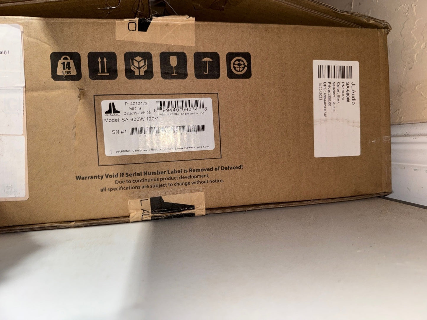 JL Audio SA-600W-120V Fathom Home Amplifier Subwoofer Amplifier 600W