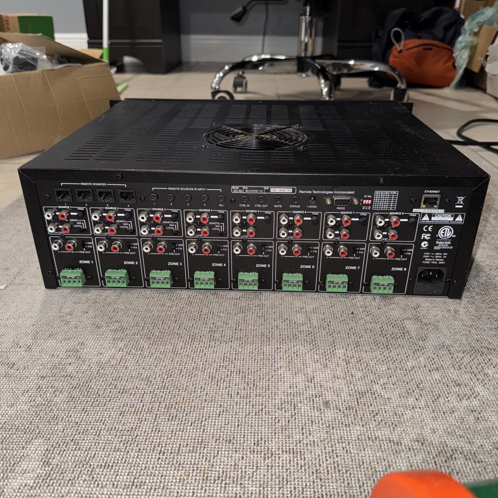 RTI AD-8X 230W Audio Distribution System - Black