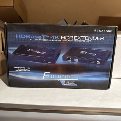 Vanco EVEX4K50 Evolution HDBaseT 4K HDR Extender w/ POC HDMI VIDEO BALUN