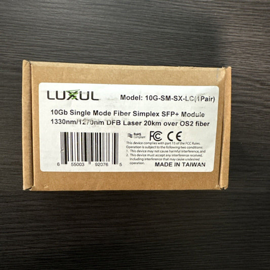 Luxul 10G-SM-SX-LC 10GB Single-Mode Fiber Simplex SFP+ Module DFB Laser