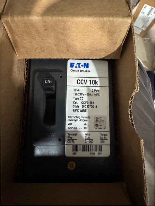 Eaton CCV2125X 2 Pole 125A Main Circuit Breaker Np Lugs