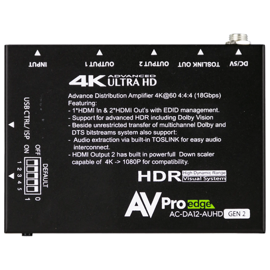 AVPro Edge 18Gbps 1x2 HDMI Distribution Amplifier