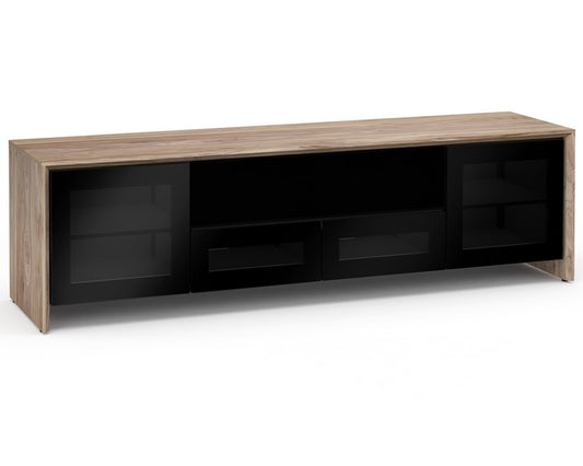 Salamander Designs Chameleon Collection Barcelona 245 Quad-Width Speaker Integrated Cabinet - Natural Walnut / Black Glass