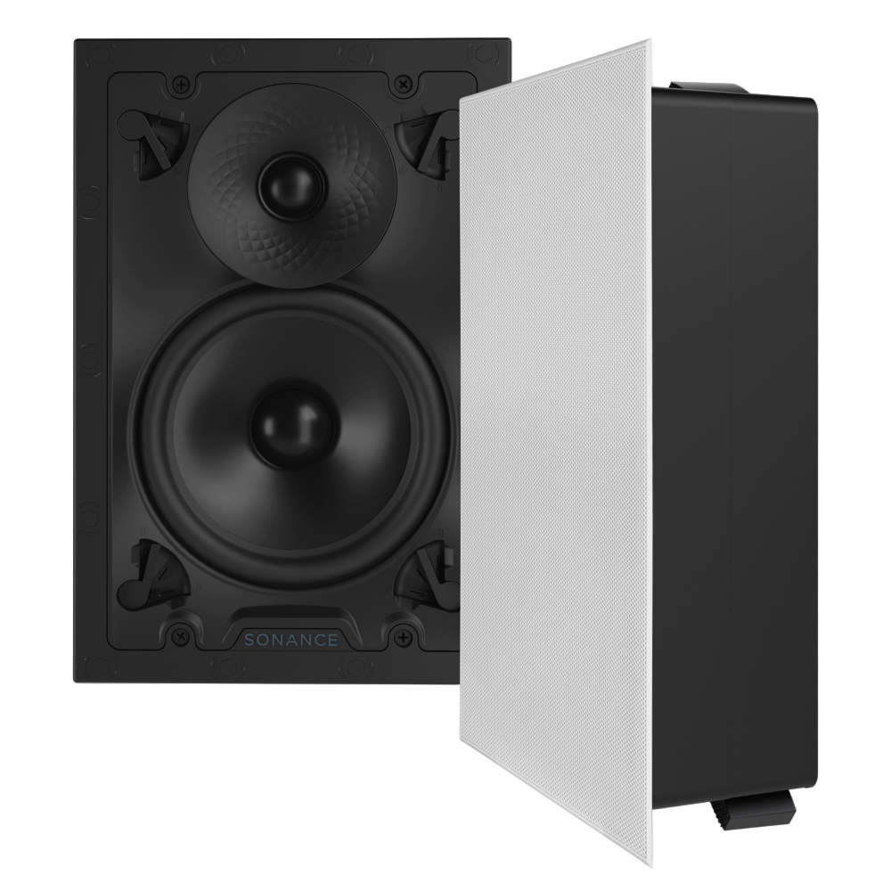 Sonance Visual Experience VX62 6" Rectangle In-Wall Speaker w/ White Micro Trim Grille (Pair)