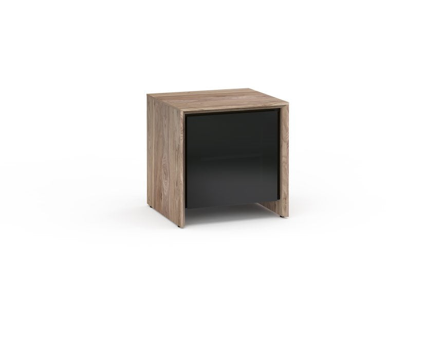 Salamander Designs Chameleon Collection Barcelona 217 Single-Width AV Cabinet - Natural Walnut / Black Glass