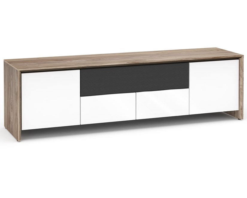 Salamander Designs Chameleon Collection Barcelona 245 Quad-Width Speaker Integrated Cabinet - Natural Walnut / Gloss White