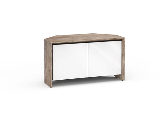 Salamander Designs Chameleon Collection Barcelona 221 CR Twin-Width Corner Cabinet - Natural Walnut / Gloss White