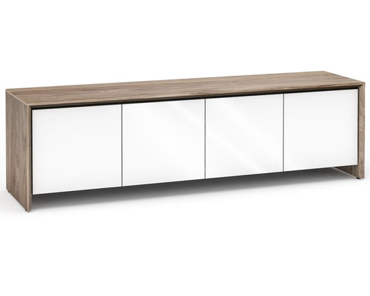 Salamander Designs Chameleon Collection Barcelona 247 Quad-Width AV Cabinet - Natural Walnut / Gloss White