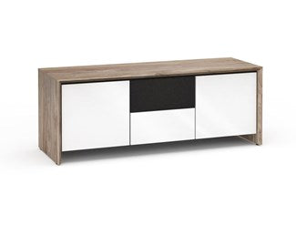 Salamander Designs Chameleon Collection Barcelona 236 Triple-Width Speaker Integrated Cabinet - Natural Walnut / Gloss White