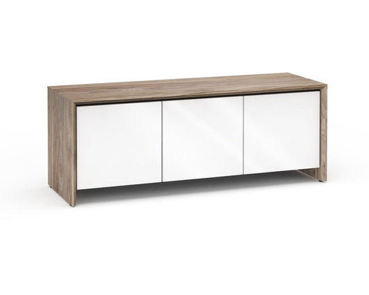 Salamander Designs Chameleon Collection Barcelona 237 Triple-Width AV Cabinet - Natural Walnut / Gloss White