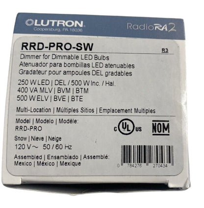 Lutron Radio Ra2 Pro Dimmer Wall Switch - Snow White (RRD-PRO-SW)